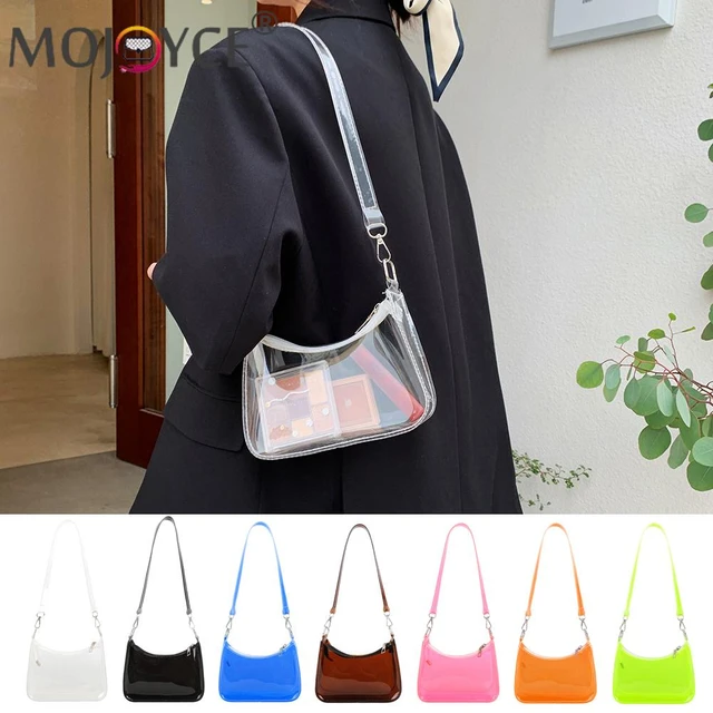 Fashion Vintage Ladies Jelly Solid Color Clear Underarm Bag Casual Women  Hobos Handbags Purse Fashion Crossbody Shoulder Bag - AliExpress