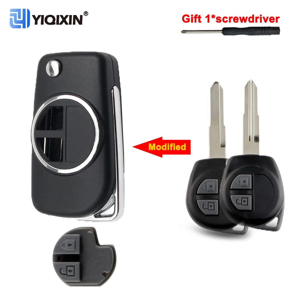 YIQIXIN 스즈키 SX4 스위프트 그랜드 비타라용 개조 키 케이스 커버, SZ11R HU133R 언컷 블레이드 자동차 자동 포브 하우징 쉘, 2 버튼