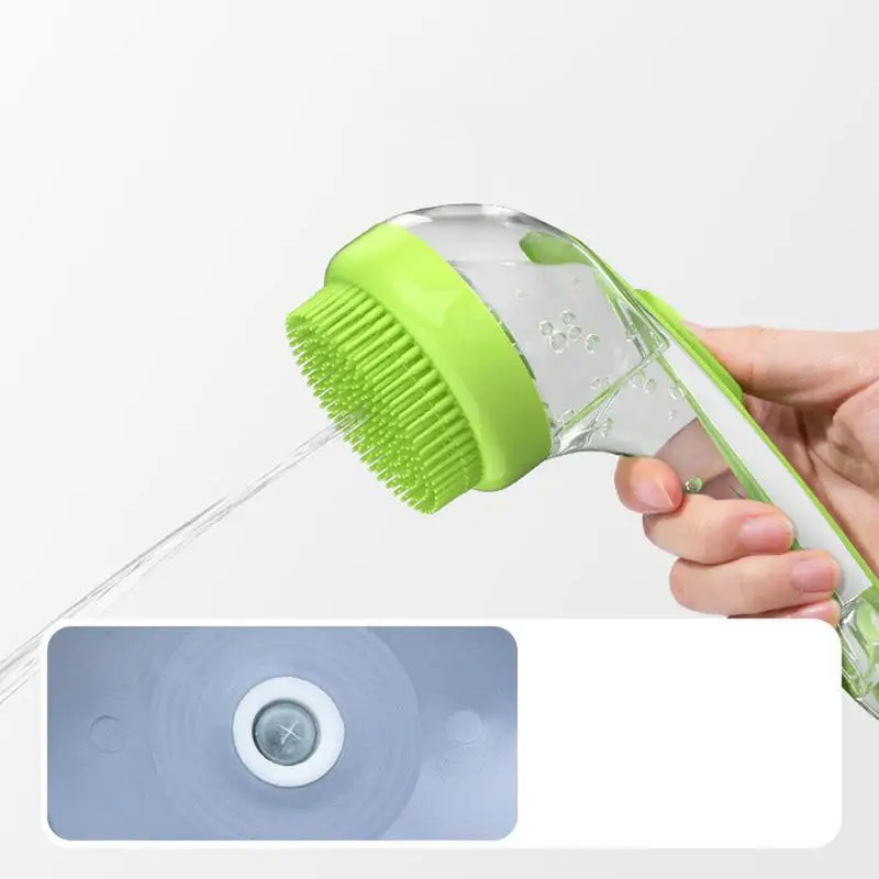 Soft Silicone Dog Shampoo Brush With Soap Dispenser Long Handle Shampoo Massage Bath Brush For Shower Daily Cleaning
