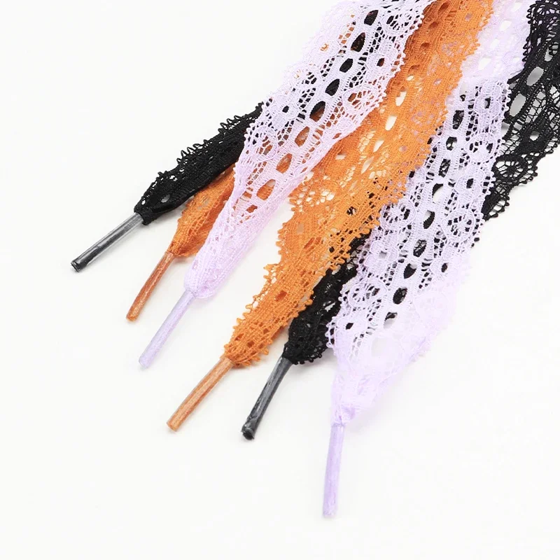 Ausgefallene Schnürsenkel für Damen, 3 cm Breite, flache Spitze, Schnürsenkel, Segeltuch-Turnschuhe, Outdoor-Freizeitschuhe, Schnürsenkel, Länge 80 cm/100 cm/120 cm