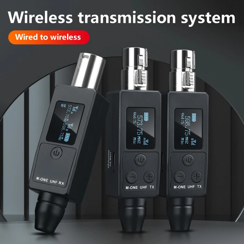 Wireless microphone converter 2 Channel UHF XLR Rechargeable Battery Transmitter & Receiver for Dynamic Microphones