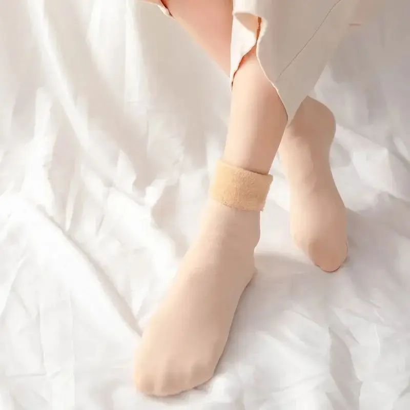 1/5/10 Pairs Männer Frauen Winter Verdicken Warme Kurze Socken Thermische Kaschmir Wolle Socken Nylon Schnee Samt Stiefel hause Boden – Detail 5