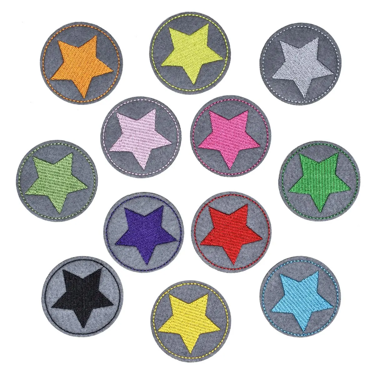 

12Pcs/set Round five-pointed star Series Ironing Embroidered Patches For on Hat Jeans Clothes Sticker Patch DIY Applique Badge