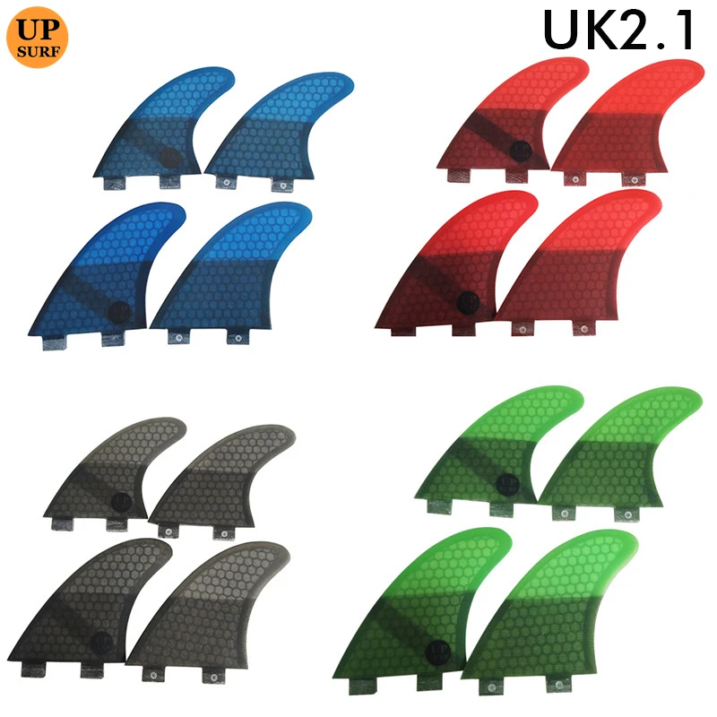 Upsurf Fcs K2.1 Quad Fin Set Fiberglass Honeycomb Surfboard 4 pcs/set Good Quality Grip Double Tabs Fin Swimming Accessories