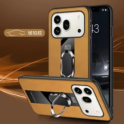 Sheepskin PU Leather Phone Case with Magnetic Ring Holder and Shockproof Bumper for Honor 600 Pro (Brown)