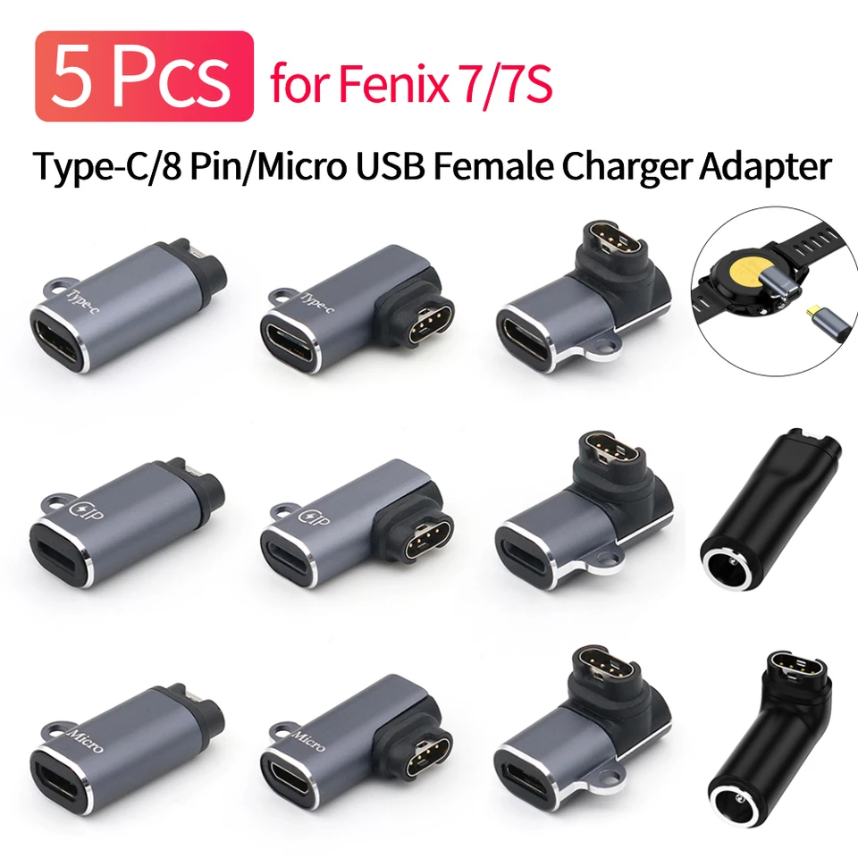 Garmin Fenix Multi Charger Adapter Type C Micro USB