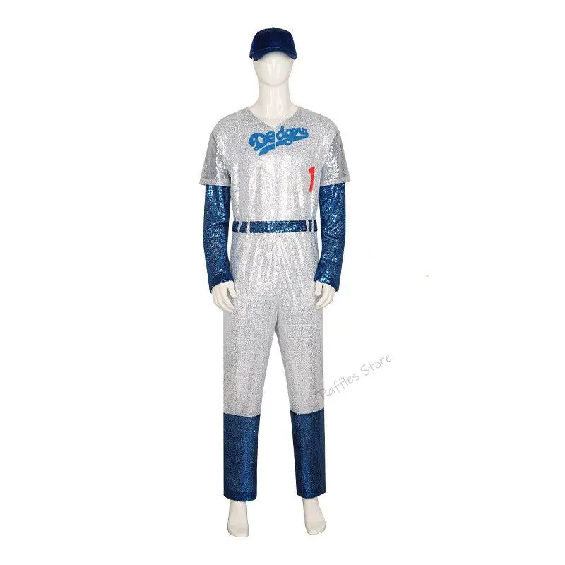 

Elton John Cosplay Bodysuit Movie Film Tv Rocketman Costume Baseball Uniform Jumpsuit Hat Belt Halloween Costumes