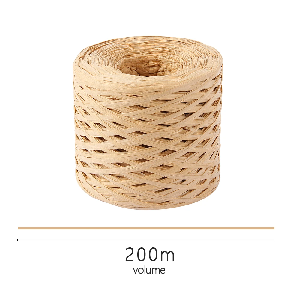 Raffia Ribbon for Gift Wrapping 200M Raffia Yarn for Crocheting Paper Ribbons Craft Packing Paper Twine Ribbon raffia straw yarn,straw yarn