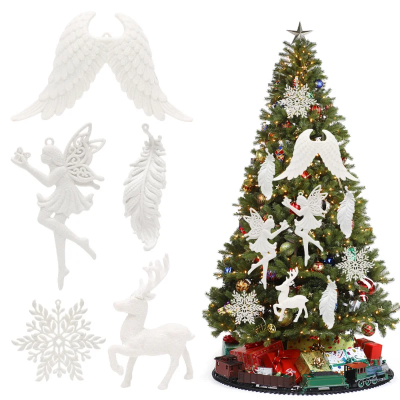 

Christmas Tree Hanging Snowflake Angel Deer Hanging Christmas Decorations Home Children's Toys Christmas New Year 2022 Navidad