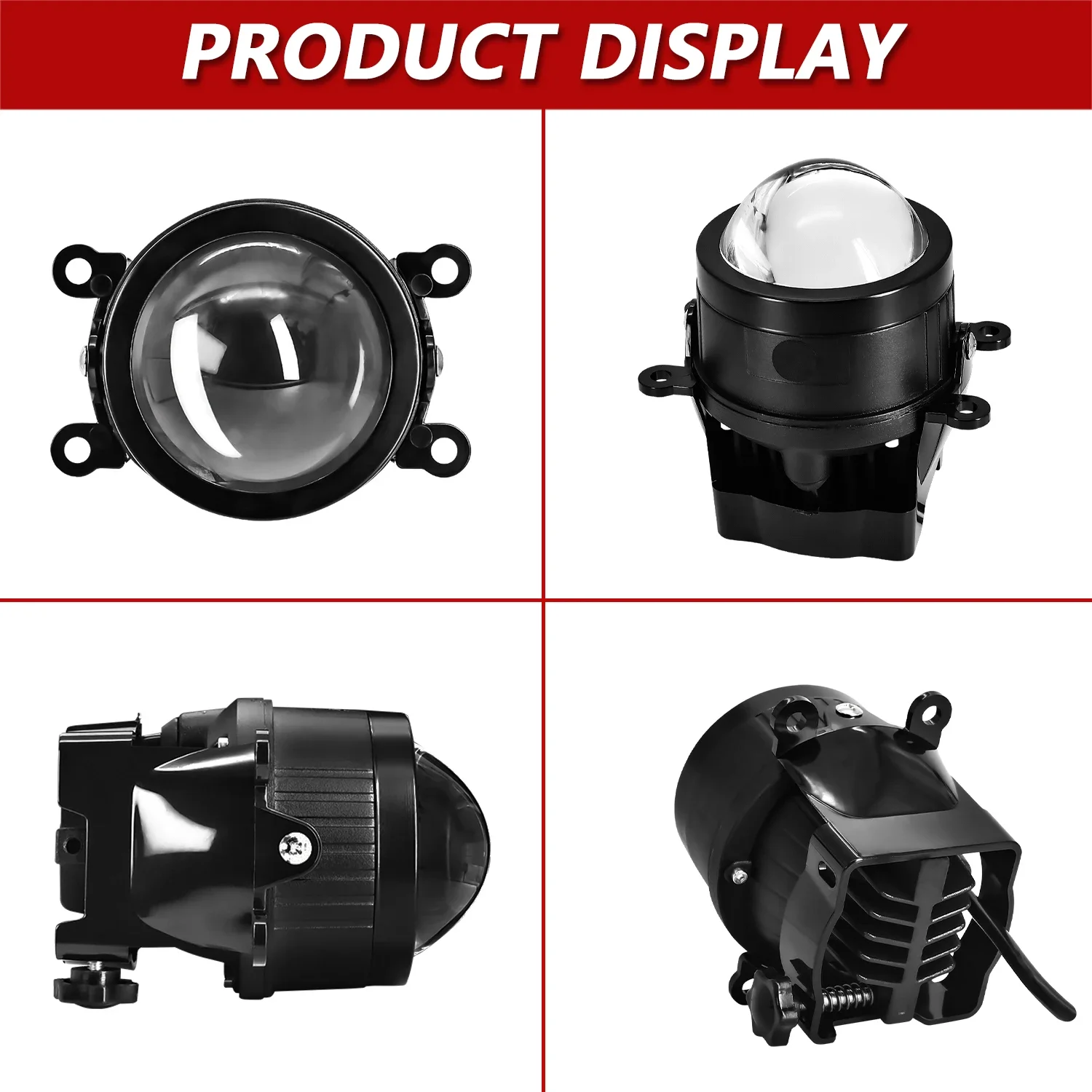 2PCS 3 Inch LED Lighthouse Projector Bifocal Lens 500W HID Bi-xenon High+Low Bea