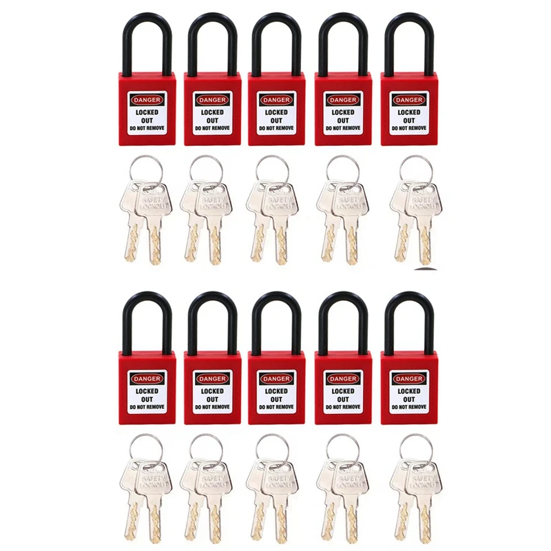 

10PCS Safety Lockout Padlock 38Mm Nylon Shackle Engineering Plastics Hazardous Energy Isolation Keyed