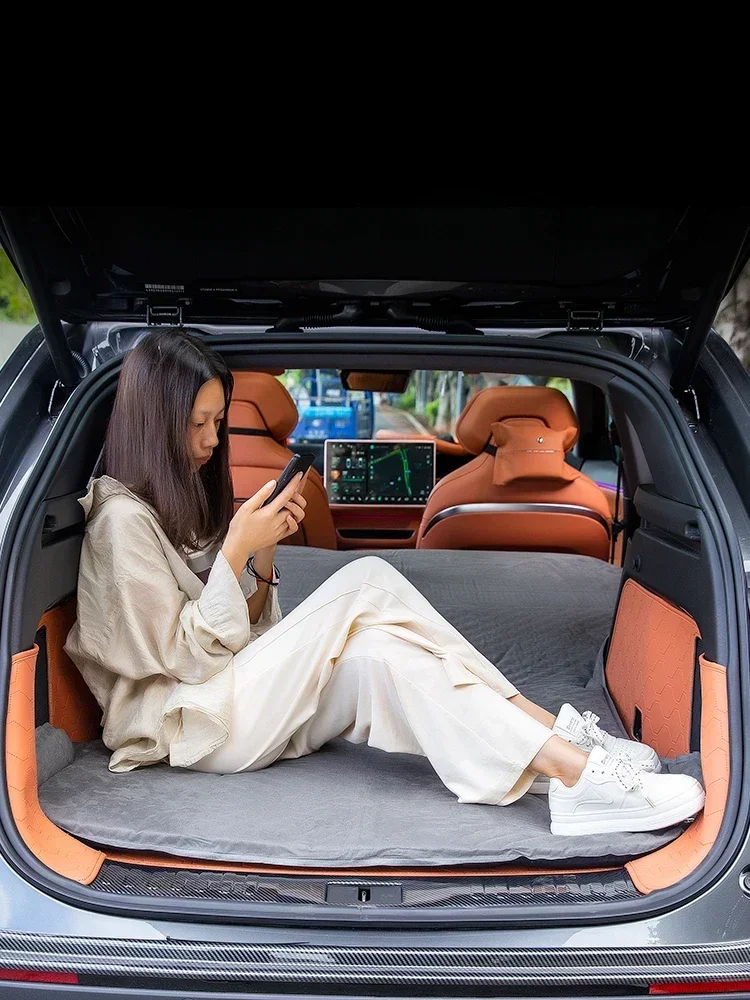 For Changan Deepal S07 Inflatable Car Bed Outdoor Air Mat Suede Camping Bed Cover Car Travel Sofa Accessories
