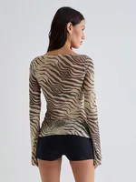 T-Shirt slim à manches longues et col rond pour femme, haut court monochromatique, décontracté, Streetwear Y2K, pull à la mode, tenue d'été 5