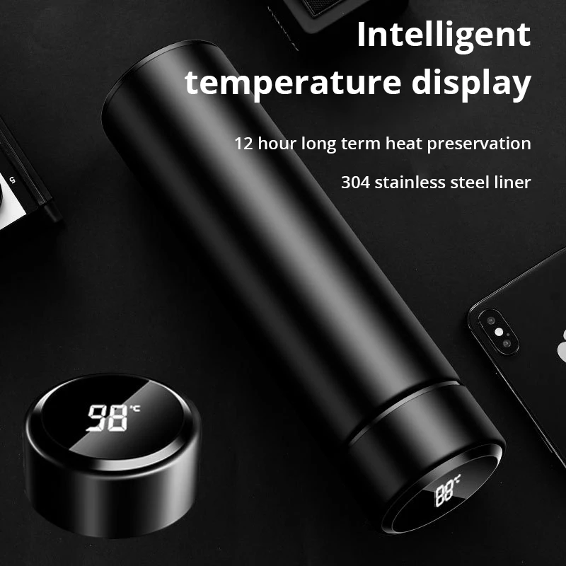 Stainless Steel Thermos Bottle 500ml Creative Smart Temperature Display Thermal Mug Male Female Portable Business Gift 1pc
