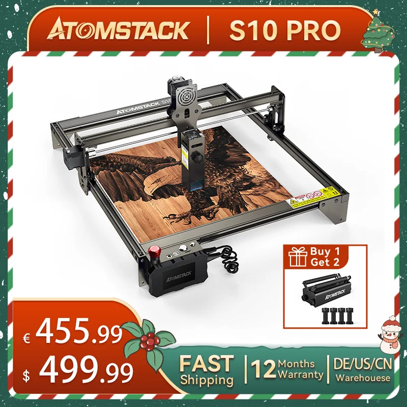 

ATOMSTACK S10 Pro 50W Laser Engraver 410*400mm CNC Desktop Marking Machine Fixed-Focus Engraving Metal Wood Acrylic Stainless