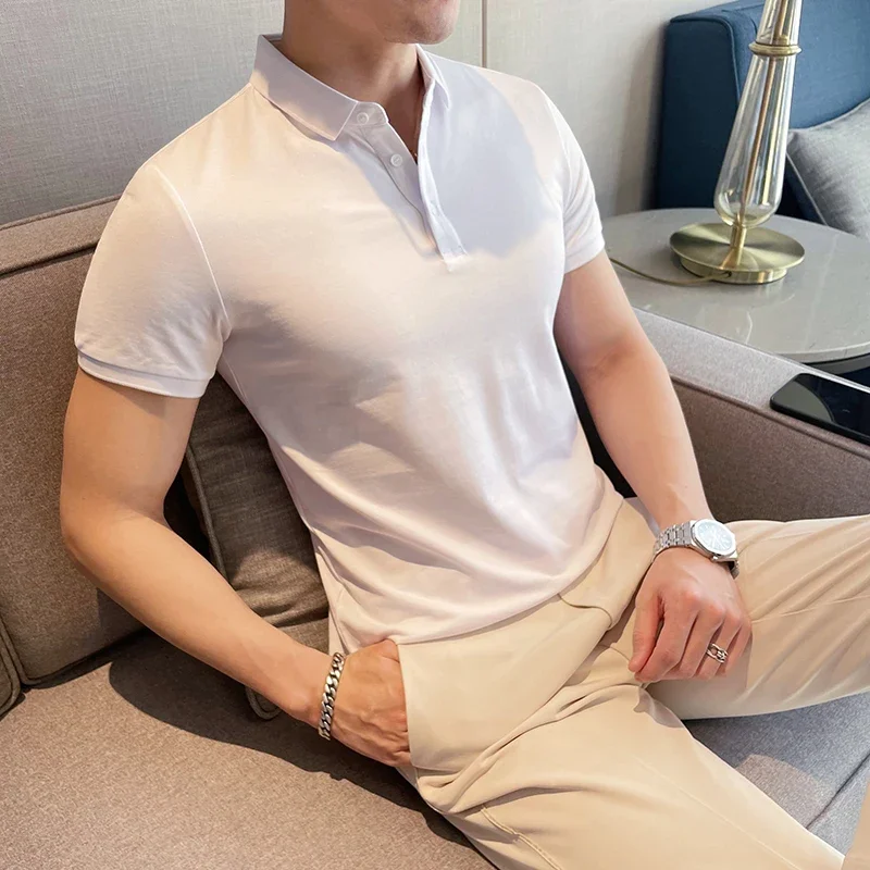 

Mens Polo Shirts with Short Sleeve Summer New High Quality Solid Color Casual Polo Shirts Brand Fashion Mens Clothing Tops