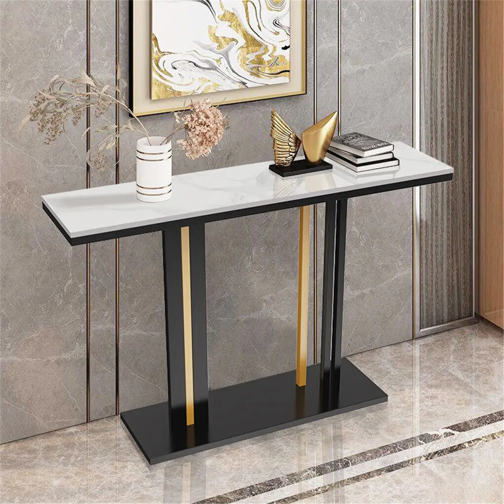 LUVODI 118cm Console Entry Table,Sintered Stone Top Metal Legs for Hallway Kitchen Living Room Foyer Behind Couch Sofa Side Display