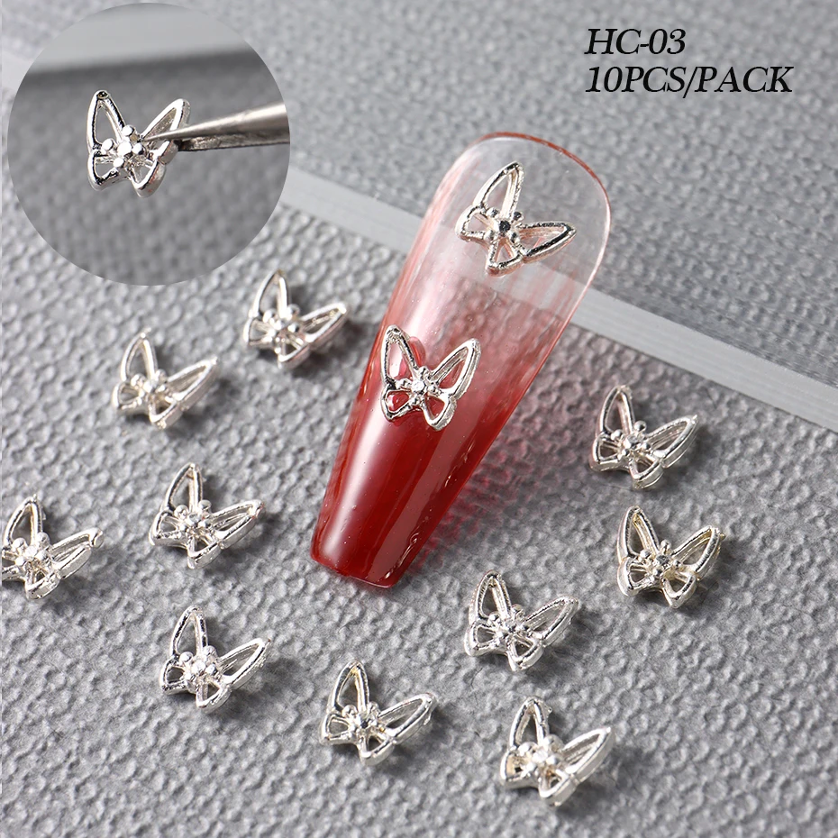 Set Da 80 Pezzi Per Nail Art – Ciondoli 3D In Oro E Rosa Con Strass, Temi Cuori, Farfalle, Croci, Pistole E Dollari, Per Unghie Naturali, Gel O Press-on