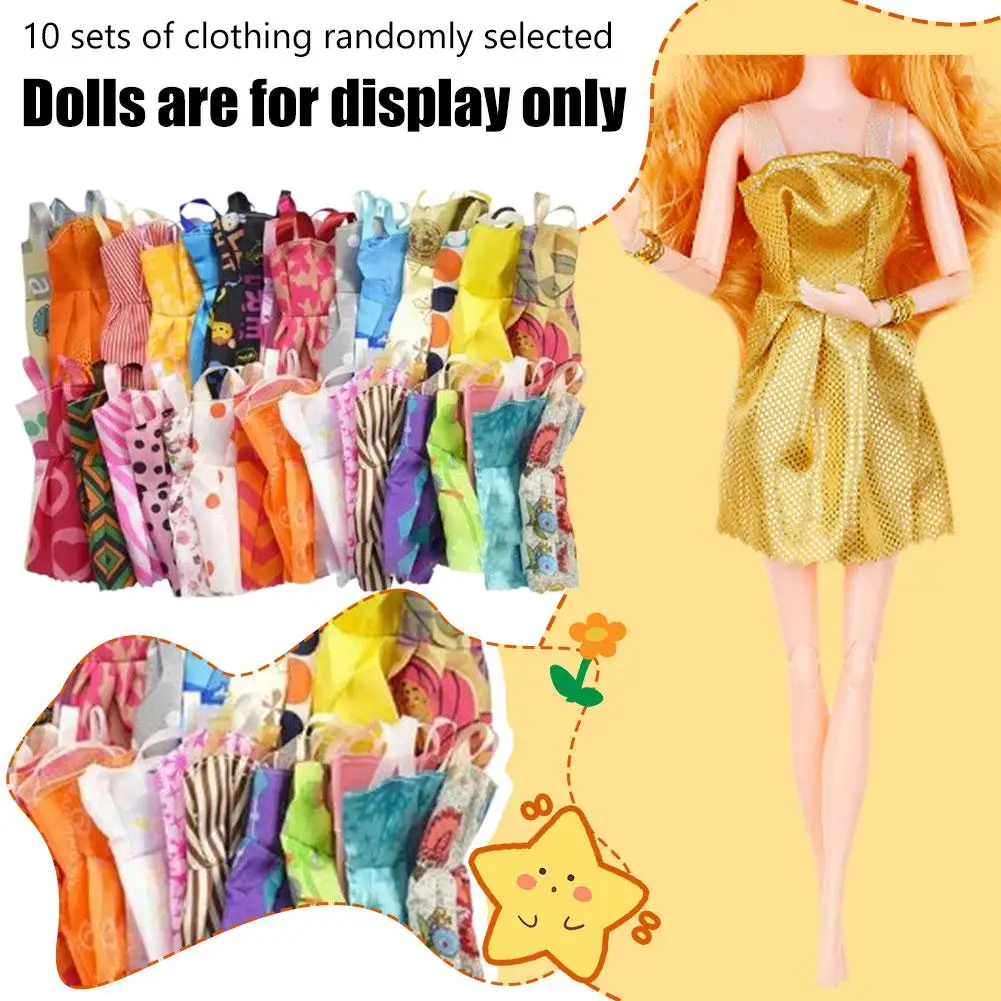 Random 10Set Doll Accessories For Bariess Shoes Boots Mini Dress Handbags Crown Hangers Glasses Doll Clothes Kids Toys 11.5-12''