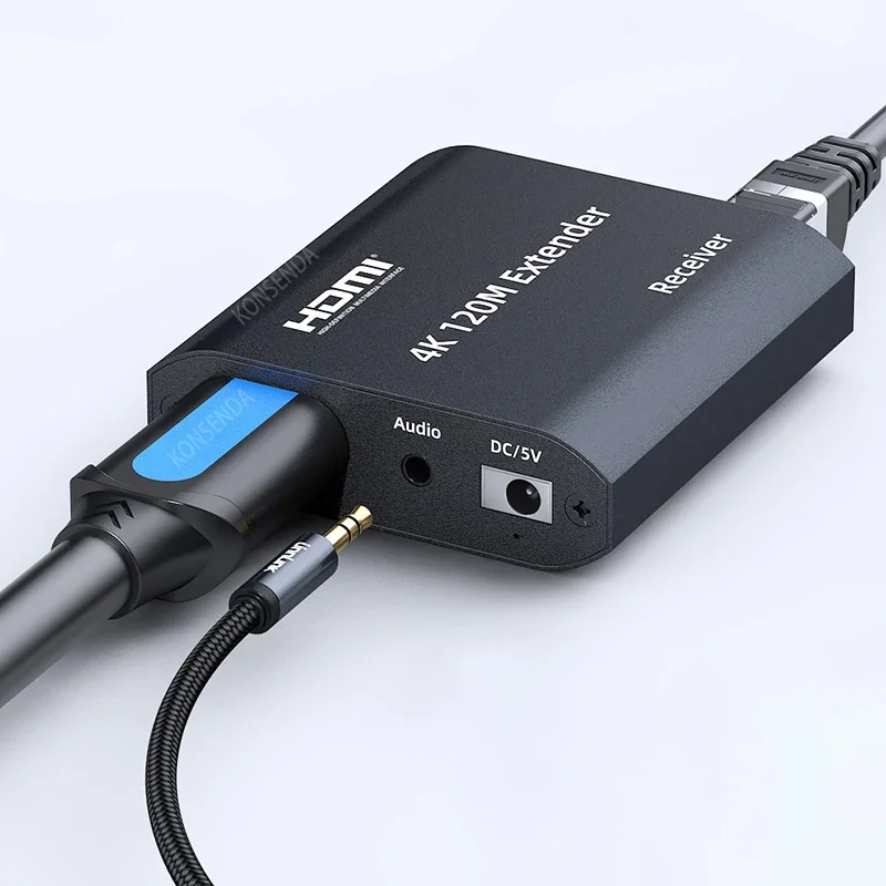 4K HDMI Extender 120M over RJ45 CAT5e/6 vs 1080P 60M HDMI to Ethernet Rj45 Video Extender with Audio EDID for PS5 PC Laptop TV hdmi extender