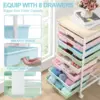 Rolling Storage Cart with Drawers,Utility Cart Drawers and Wooden Tabletop,Rolling Drawer Cart 3