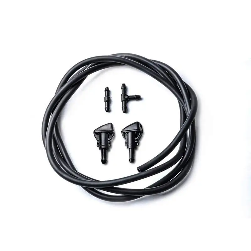

Hot Sale 2pcs Plastic Windshield Wiper Washer Spray Nozzle Front Window Glass Sprayer Sprinkler With Rubber Hose Pipe