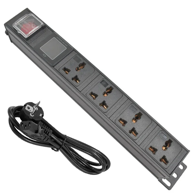 

PDU Power Strip Network Cabinet Rack Universal 3 PIN Adapter output 4 Way socket and 13A 3500W Aluminum alloy shell