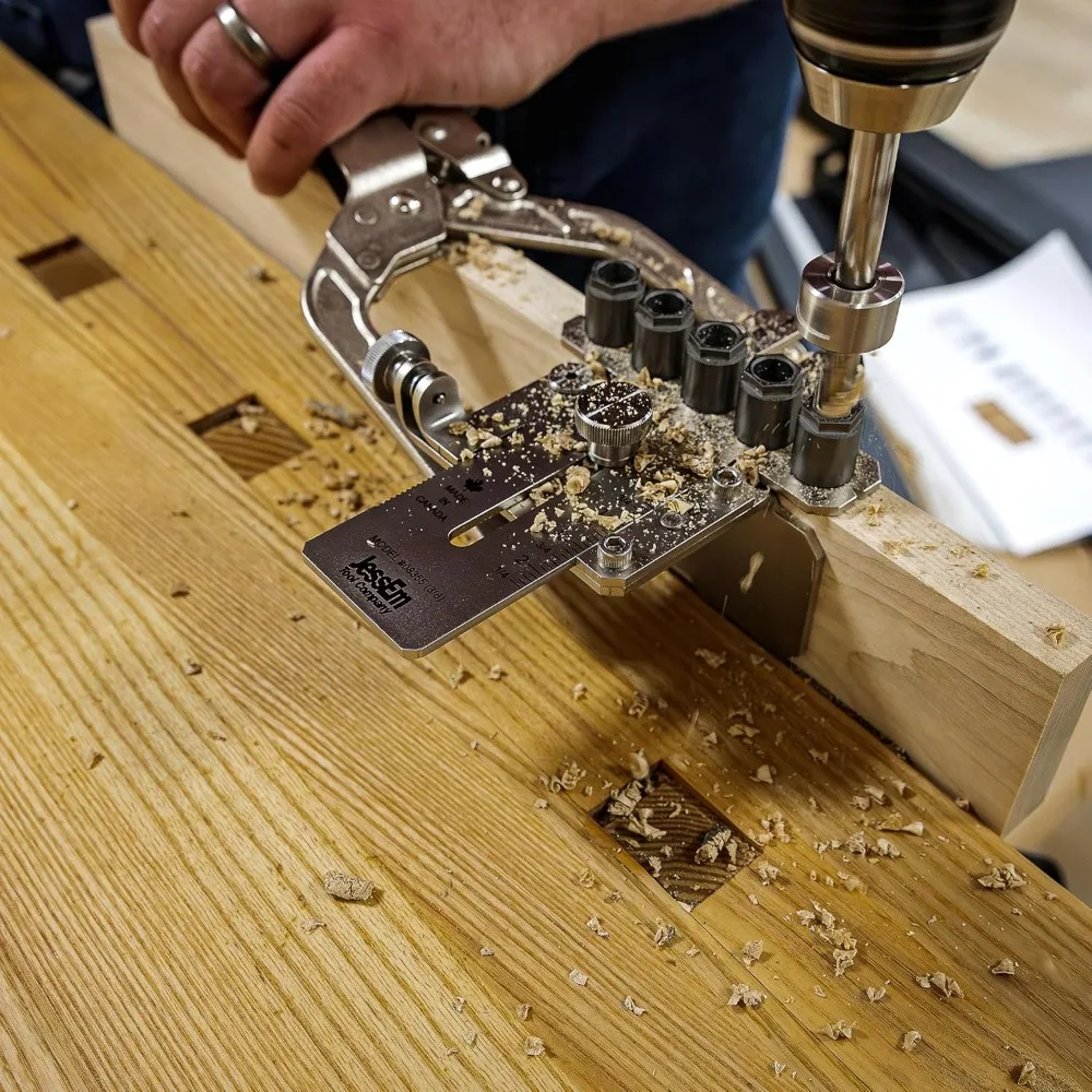 Stainless Steel Dowelling Jig - Seasoned Pro Kit with All Sizes + 3 Angles and Wall Bracket 3