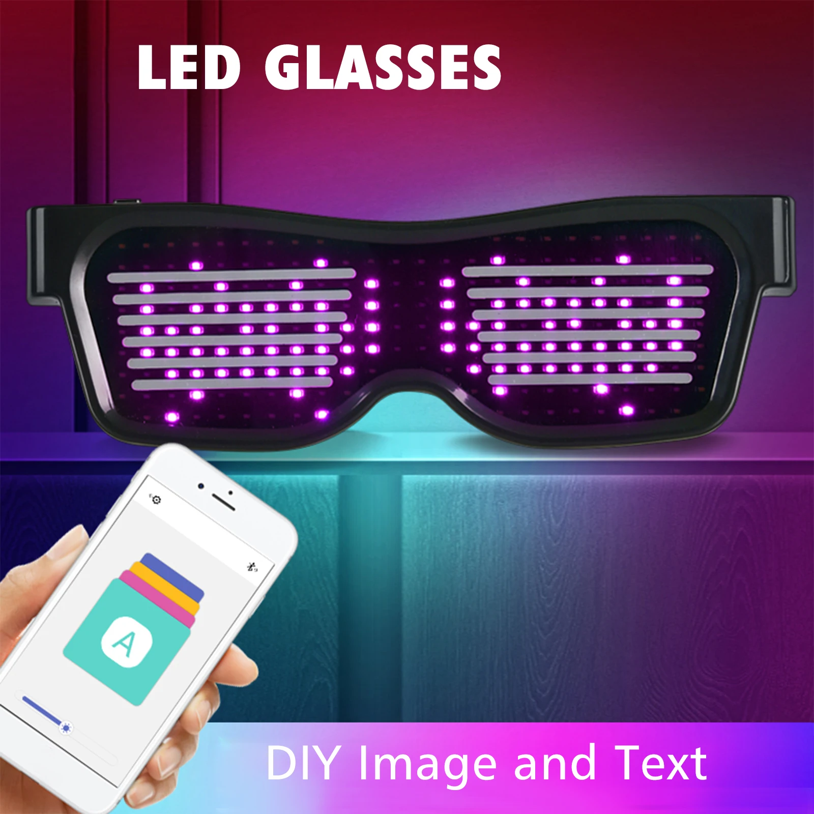 EYEFLASHES LED Glasses for Parties - LED Bluetooth Glasses for Festivals - Cool Glasses to Display Customized Flashing Messages & Animations Via