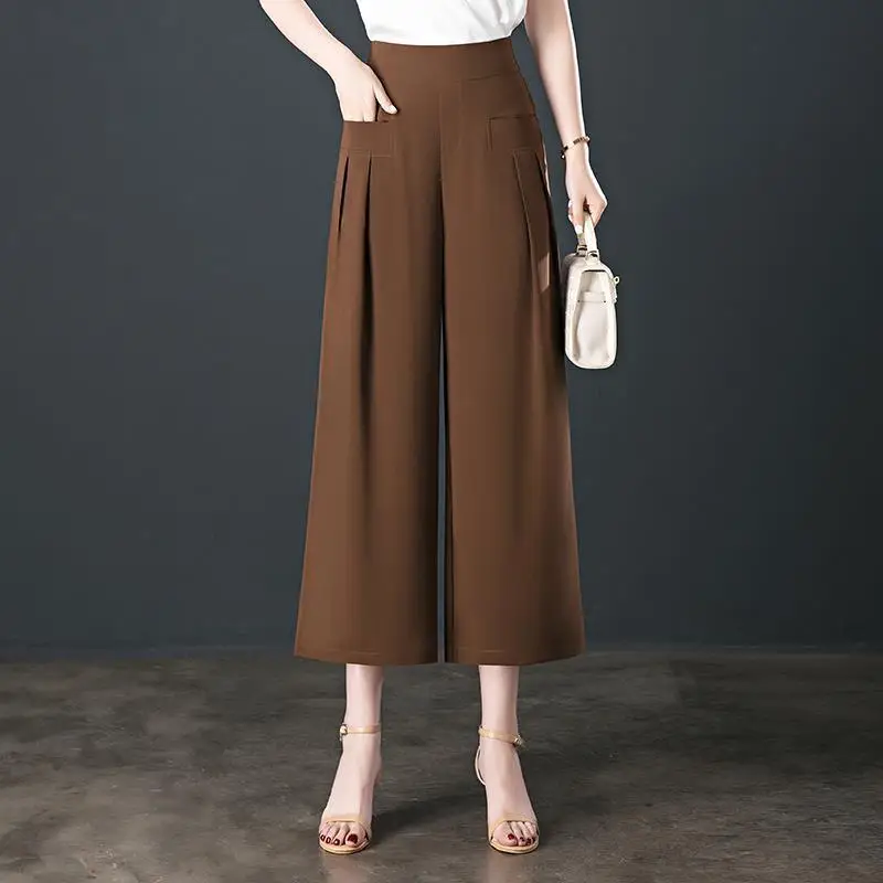 Spring Autumn Wide Leg Pants Women Korean Solid Colors High Waist Mom Trousers All-Match Large Size Loose Ankle-Length Pants fashion jeans men s autumn and winter stretch cotton soft straight ankle tied high end men s all match tight casual trousers