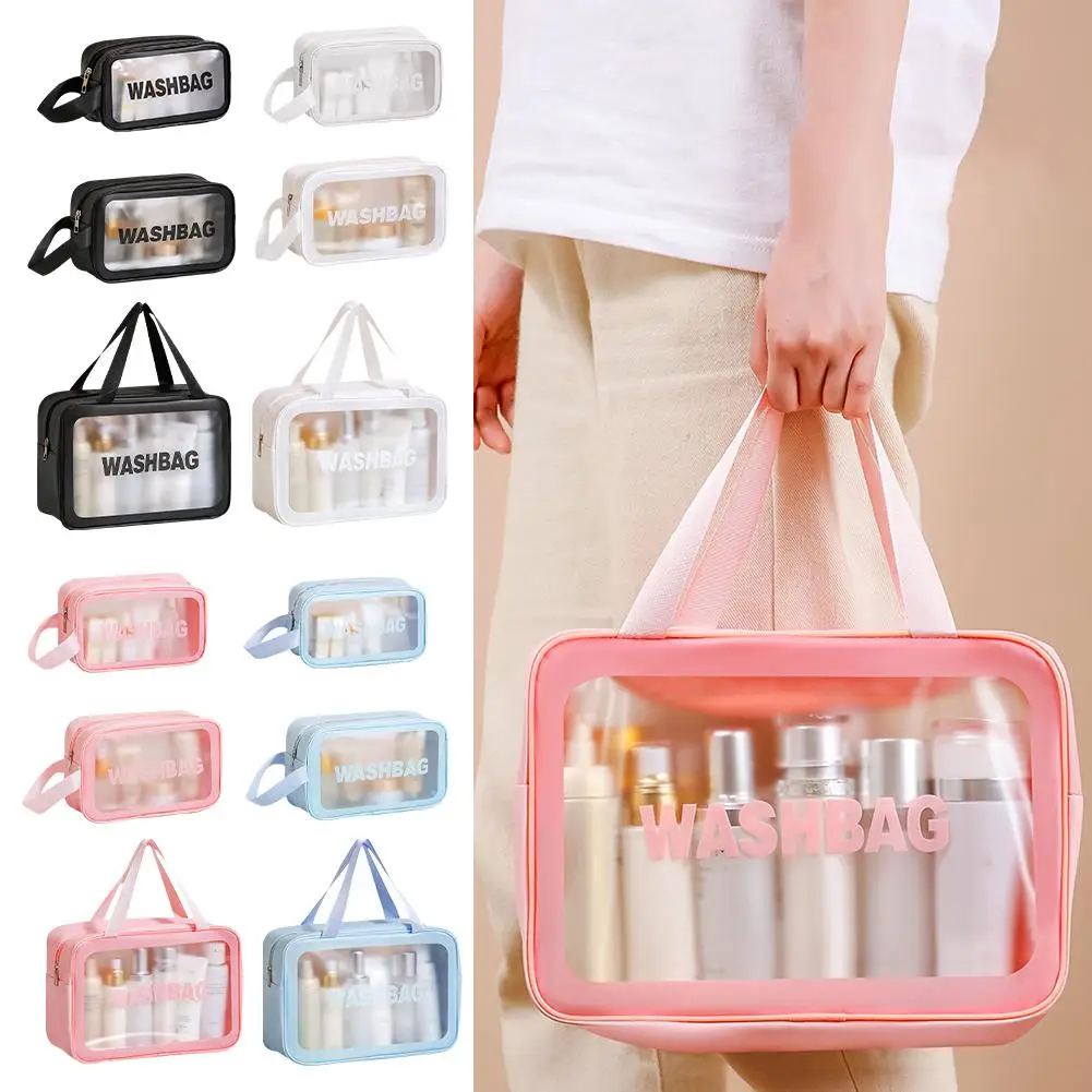 Borsa da Viaggio Portatile per Donna, Trasparente e Impermeabile, Grande Capacità per Cosmetici e Articoli di Bellezza - immagine 6