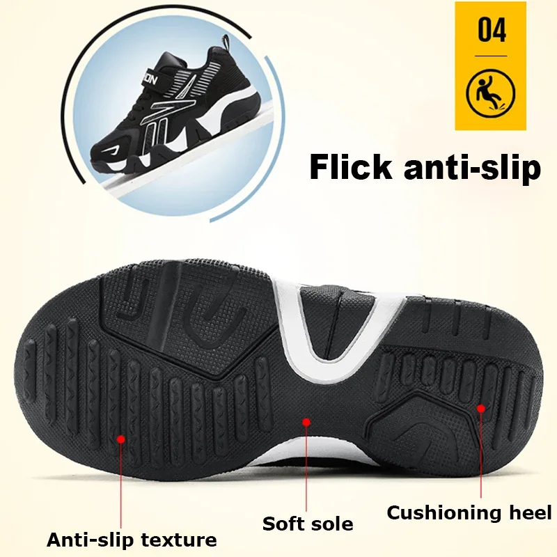 Boys Leather Sneakers - Kids Running Shoes With Rubber Outsole & Hook And Loop Closure