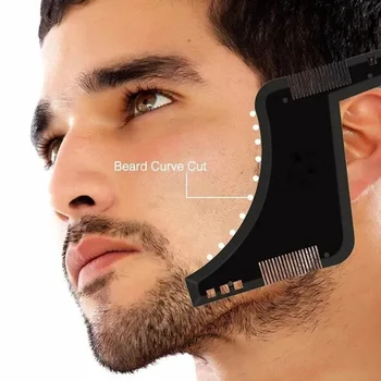 Modello per barba Shaper Stampo per modellare la barba Basette Taglio della barba Strumento per il contorno Pettine per la cura degli uomini