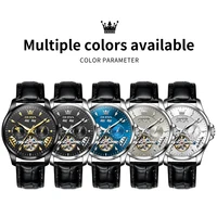 Montre mécanique automatique pour homme OLEVS 7103, montre squelette à volant haut de gamme, montre de luxe à phase de lune, montre-bracelet pour homme 6