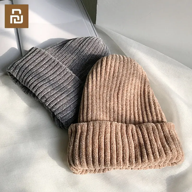 

Однотонные вязаные шапки Youpin из синели, зимние теплые мягкие удобные шапочки для снега, Шапка-бини, шапка для мужчин и женщин, шапка для отдыха на открытом воздухе