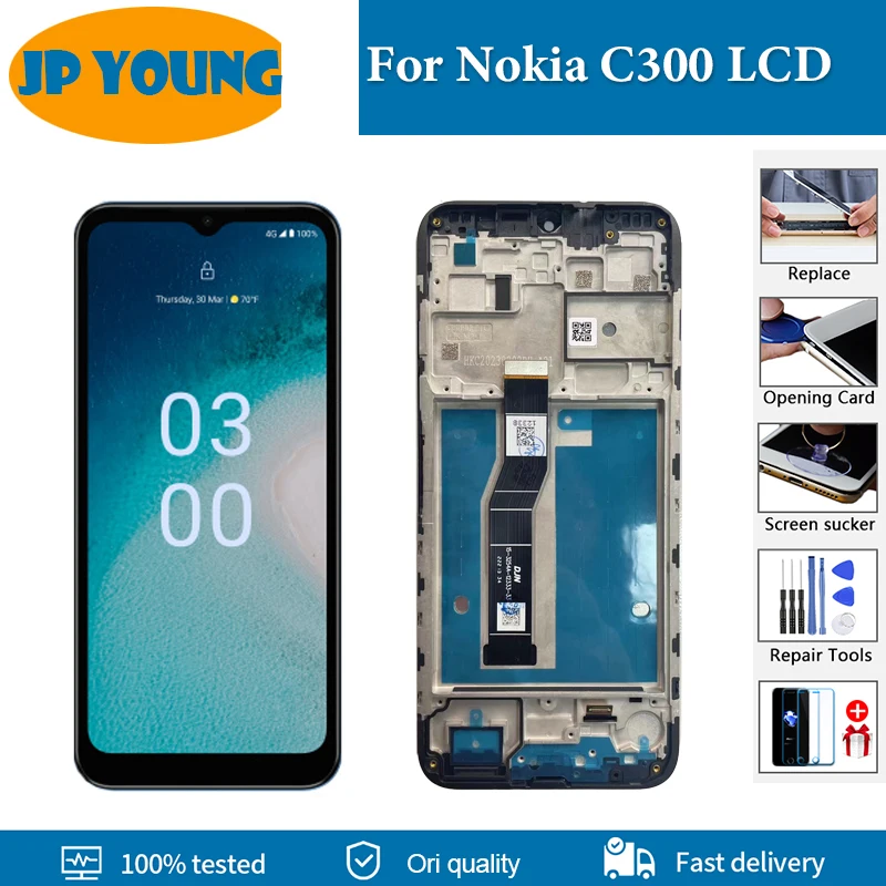 

ЖК-дисплей 6,52 "для Nokia C300, ЖК-дисплей с сенсорным экраном и дигитайзером в сборе, запасные части для Nokia C300, дисплей