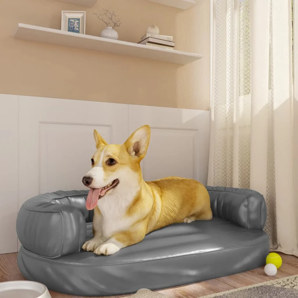 Ergonomico Letto Per Cani Schiuma Grigio 75X53 Cm Ecopelle Accogliente Pet Dog Bed Beam Huggly Kennel Per Cane Cestino Lavabile Ultra Morbido Cucciolo