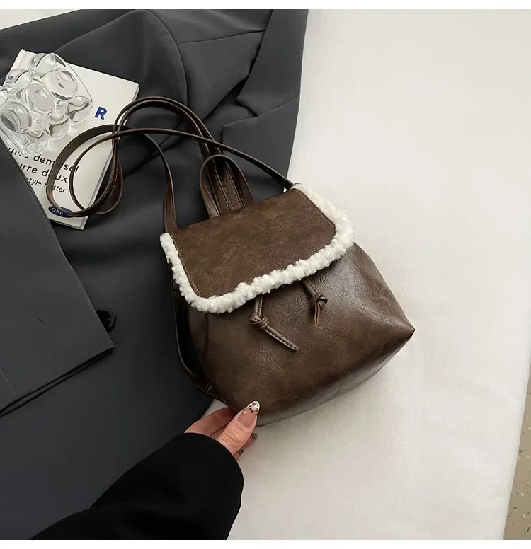 New American Small Backpack Small Retro Trend Versatile Fashion Shoulder Commuter Bag 6
