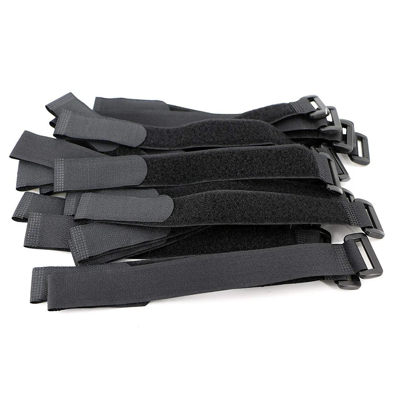 15PCS 2.5cm Width Nylon Reverse Buckles & Hooks Adhesive Fastener Tape Cable Ties Strap Sticky Line Finishing Black