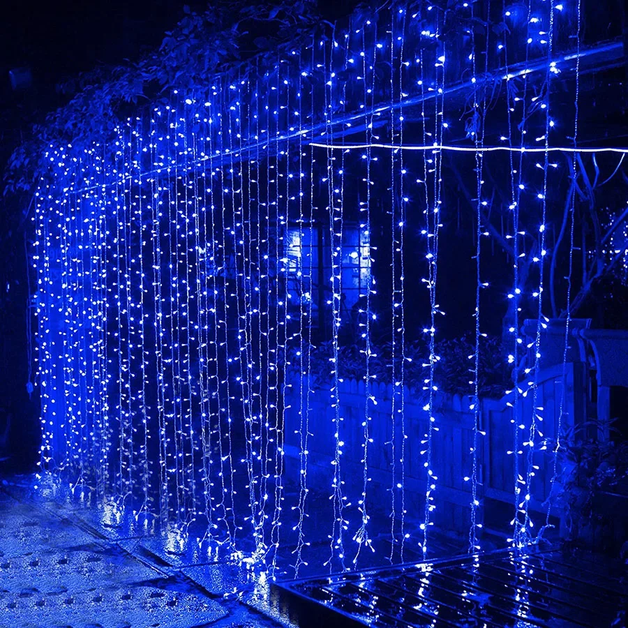 Luces de carámbanos navideñas para exteriores, luces LED de carámbanos de 30 m, luces de cortina de ventana impermeables, luces de carámbanos centelleantes navideñas
