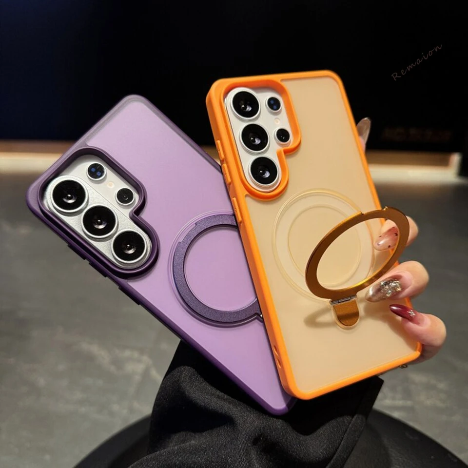 Luxury Matte Magnetic Phone Case with Magsafe and Metal Stand