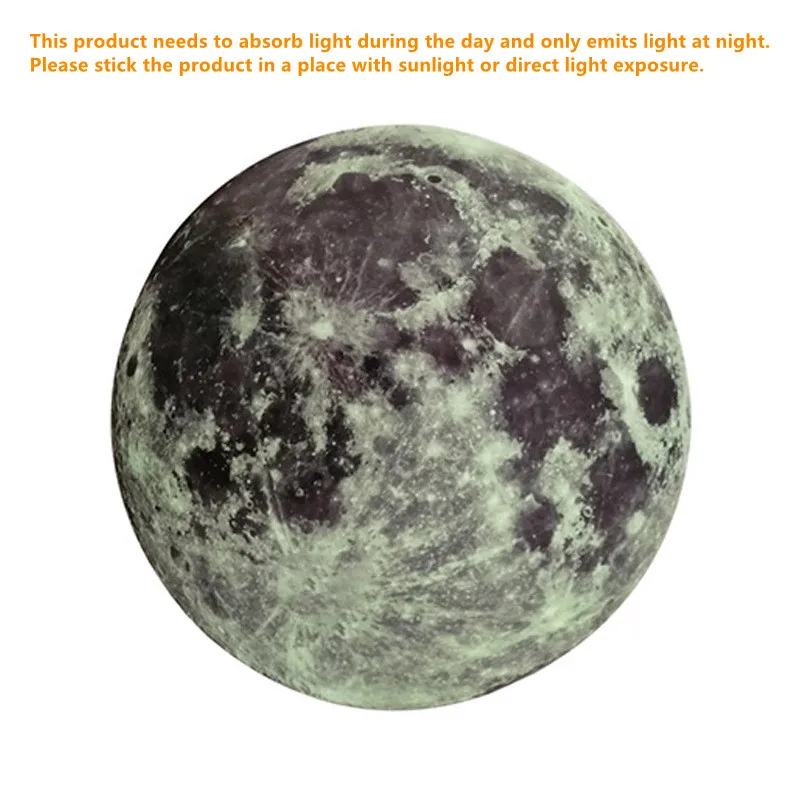 Luminous Moon Wall Sticker Glow In The Dark 2