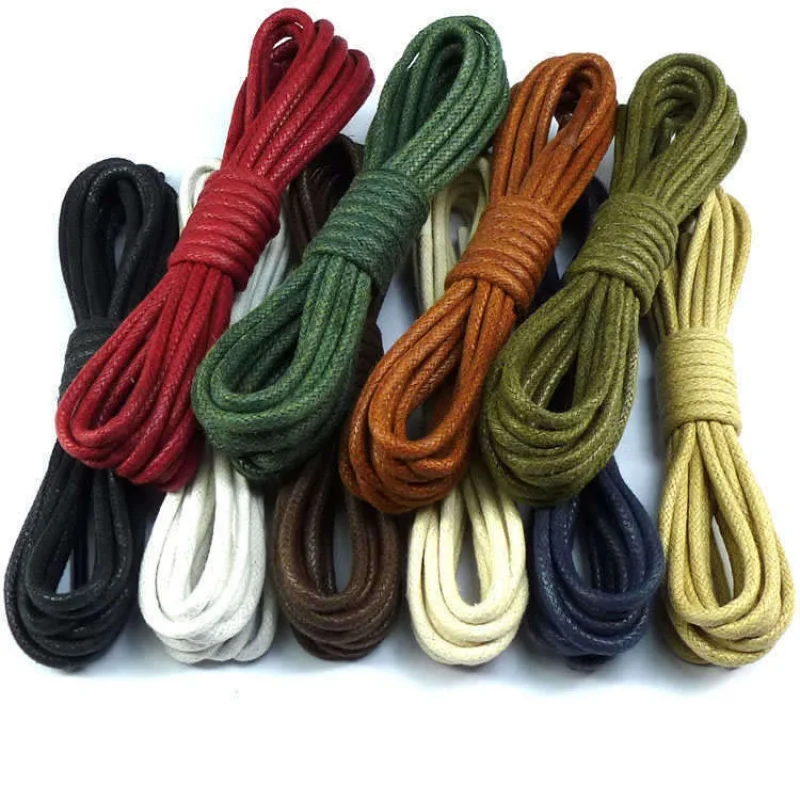 

Men and Women Couple Buy Two Pairs and Get One Pair of Pure Cotton Waxed Shoelaces round Thick0.3cm Lengthened Leather Shoe Lace