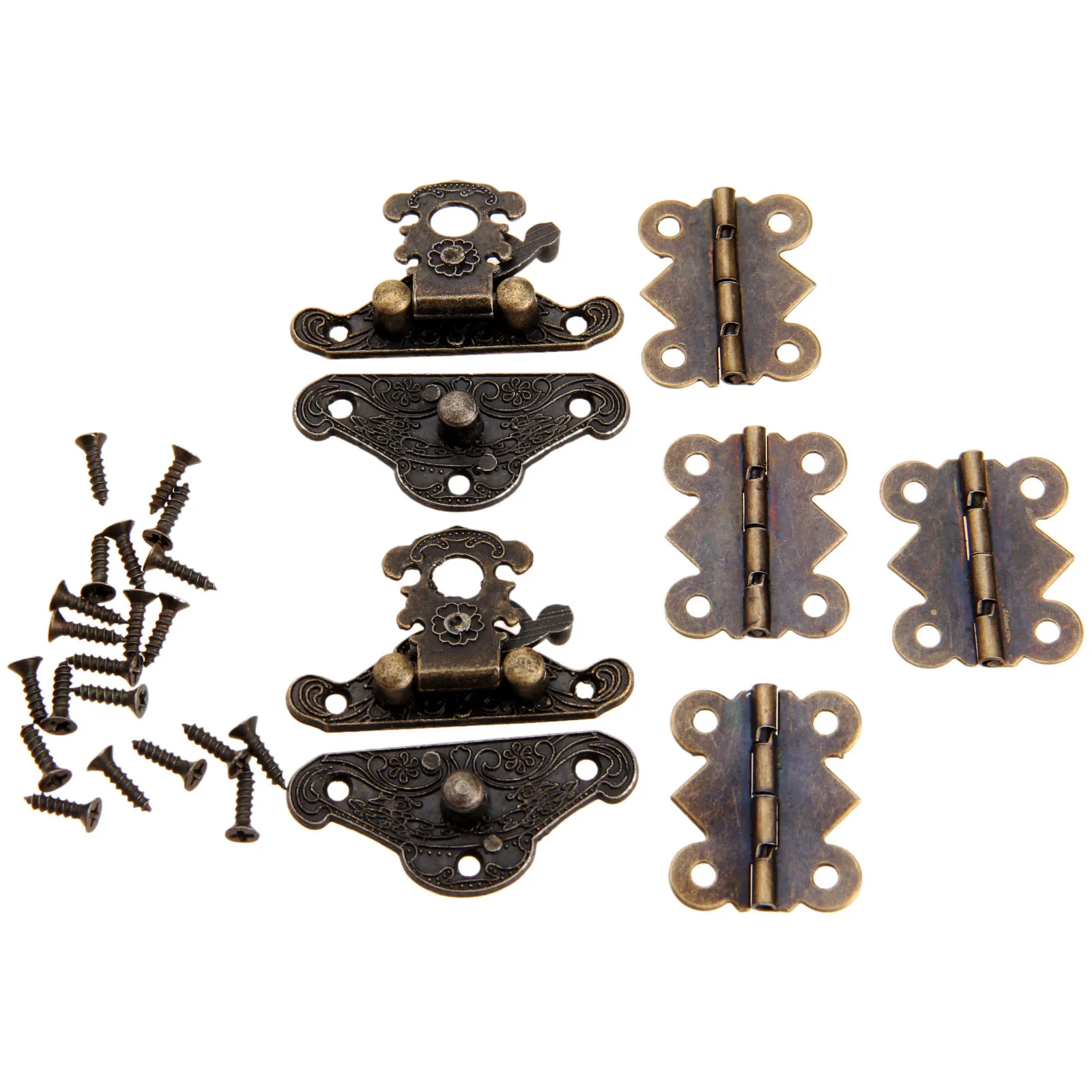 Cabinet Hinges Toggle Hasp Latch 6Pcs/set For Jewelry Wooden Box Furniture
