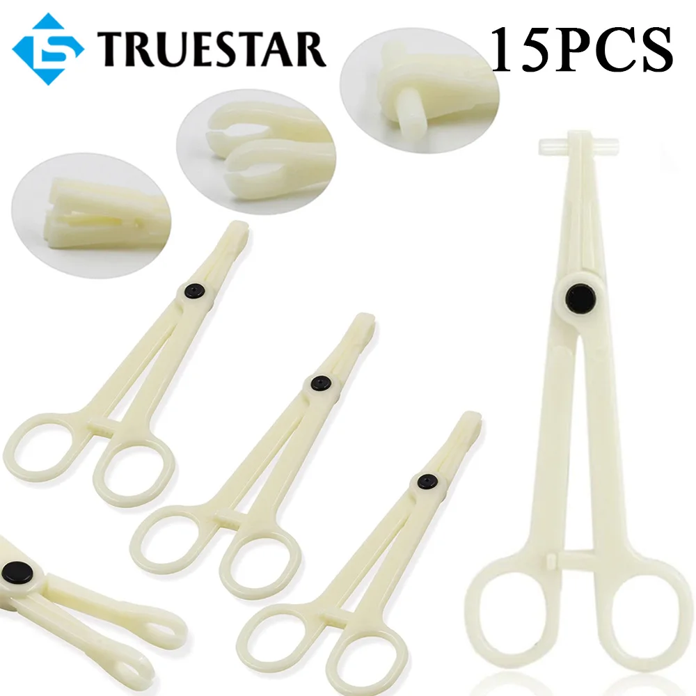 15Pcs Pinza Per Piercing Sterile Monouso Morsetto Morsetti Per Setto In Plastica Triangolo Pinza Aperta Naso Ombelico Lingua Strumenti Per Piercing De
