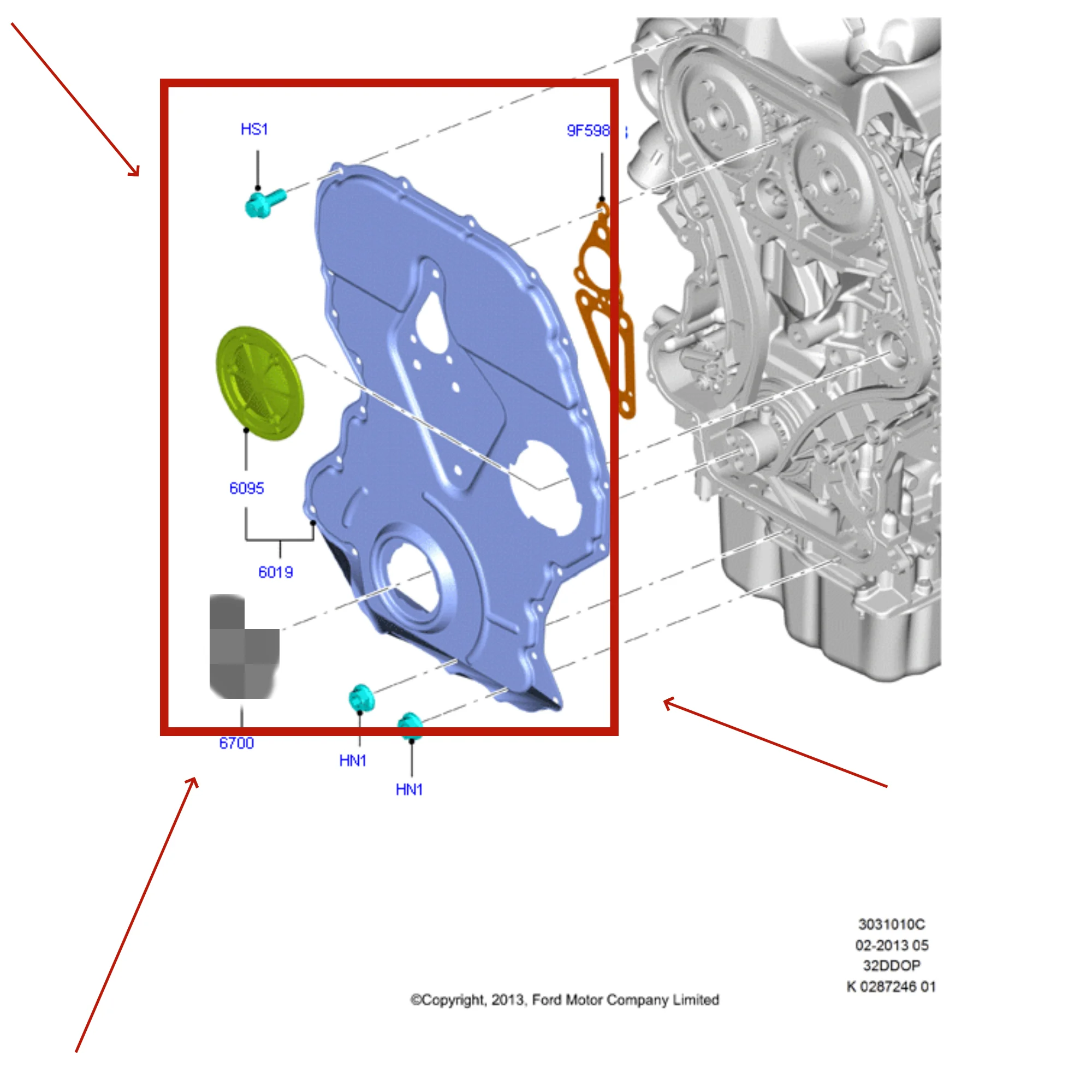 BK3Q6019CB BK3Z6019A Timing cover For Ford Transit TTH 2015- 3.2 BK3Q-6019CB BK3Z-6019A