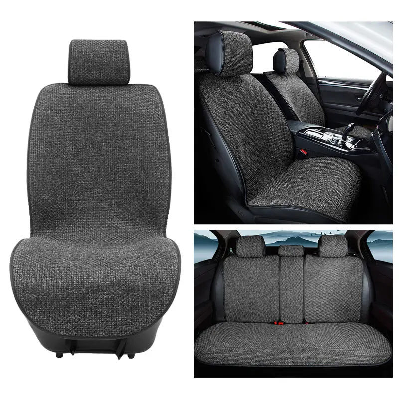 SEAMETAL Linen Car Seat Cover Four Season Universal Seat Covers Anti Slip Pad Protector Mat Summer Breathable Auto Seats Covers