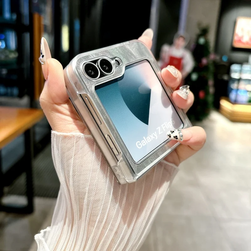Luxury Transparent Feather Veil Aurora Borealis Foldable Phone Case - Shockproof Protection Cover