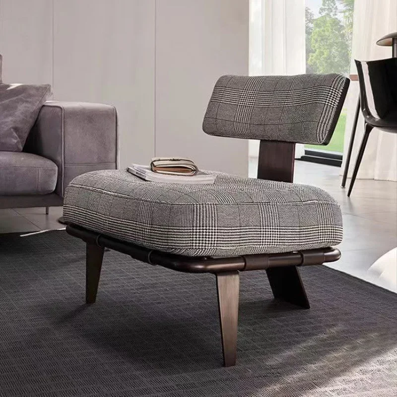 

Italian single person sofa chair Nordic household small apartment living room bedroom retro luxury stainless steel fabric