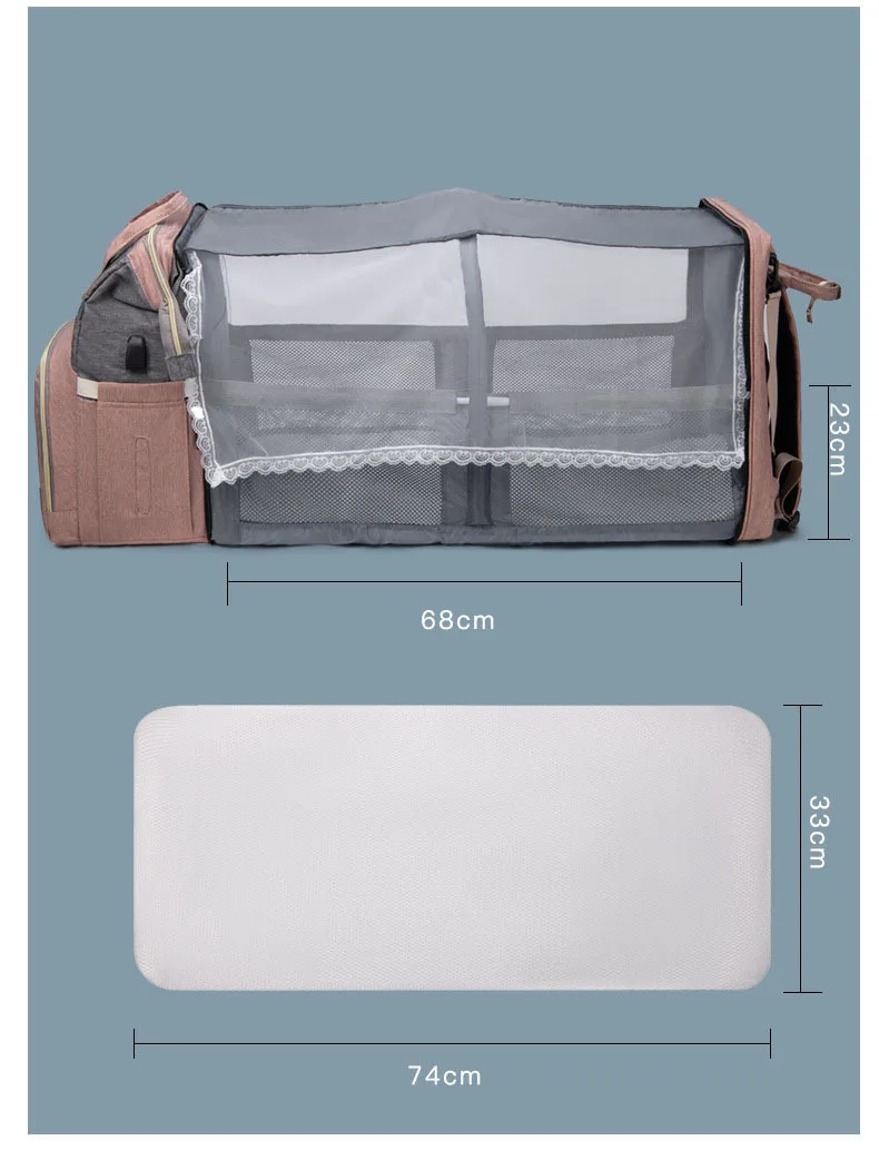 Description Picture 3 of itemMultifunctional Mother and Baby Bag Mom Bag Bottle Backpack 2024 New Folding Sleeping Changing Bag Diaper Backpack